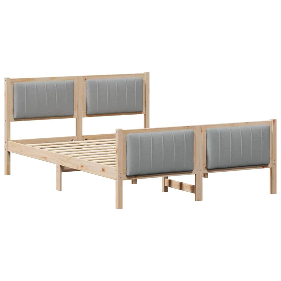 Bedframe Bruin en lichtgrijs 140 x 200 cm Massief grenenhout