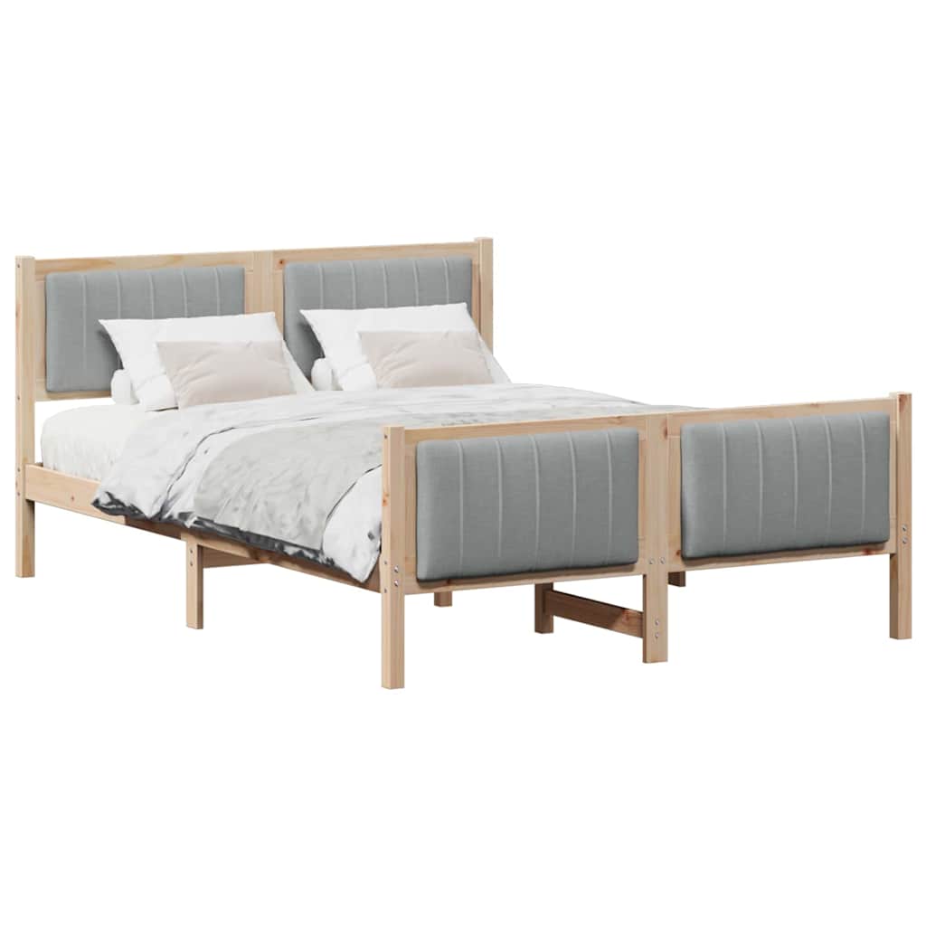 Bedframe Bruin en lichtgrijs 140 x 200 cm Massief grenenhout