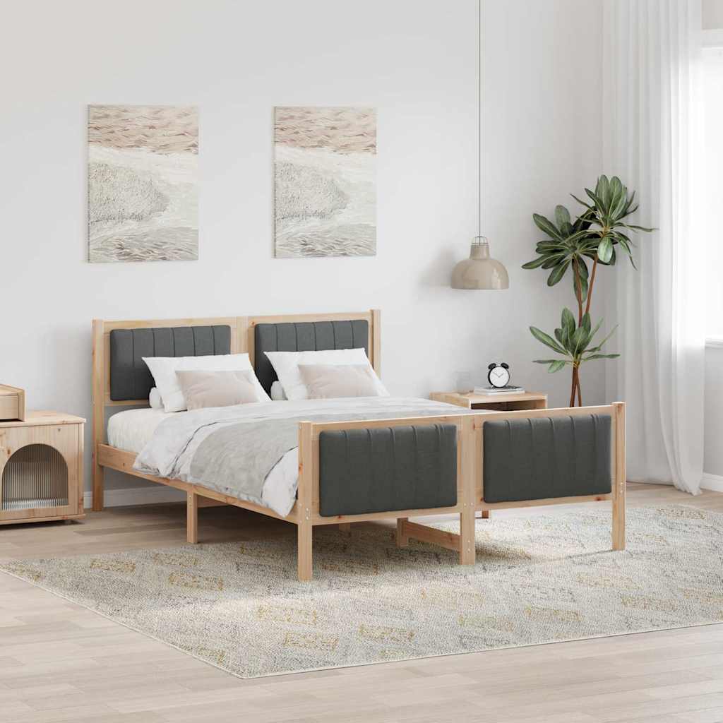 Bedframe Bruin en donkergrijs 140 x 200 cm Massief grenenhout