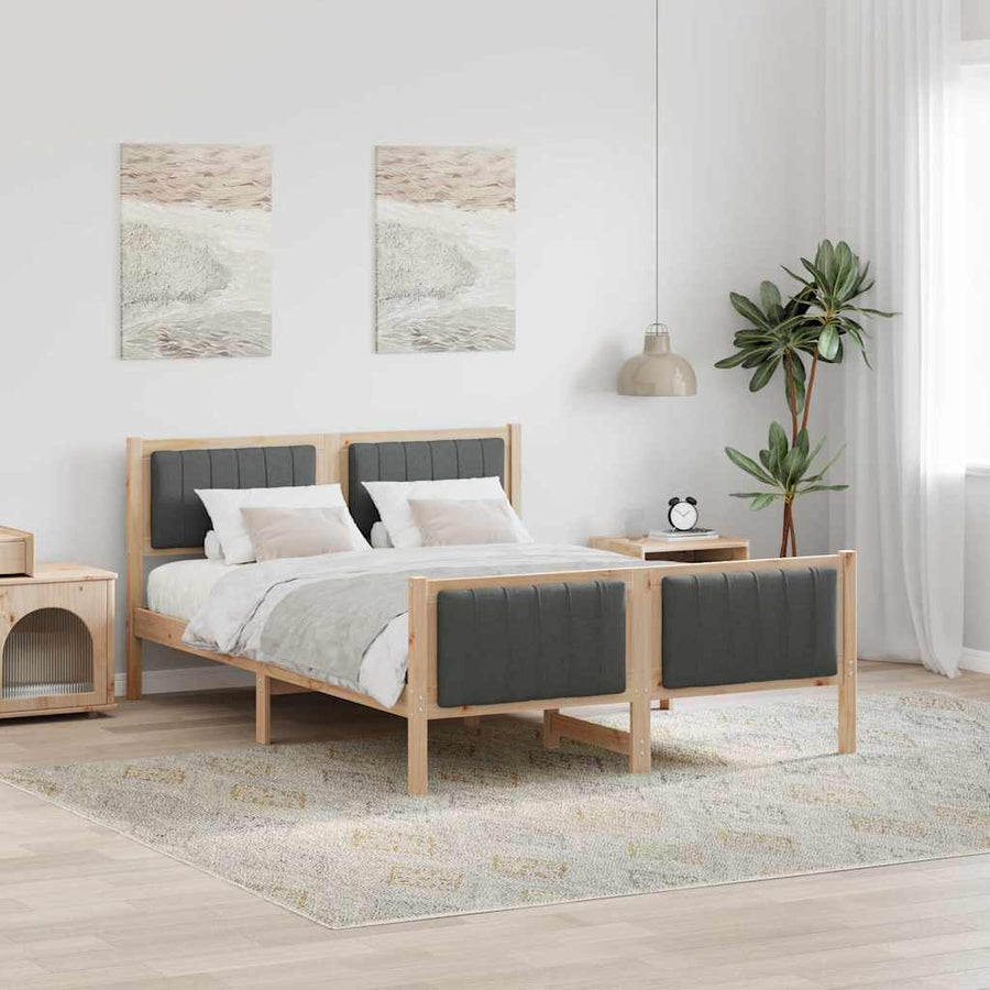 Bedframe Bruin en donkergrijs 140 x 200 cm Massief grenenhout