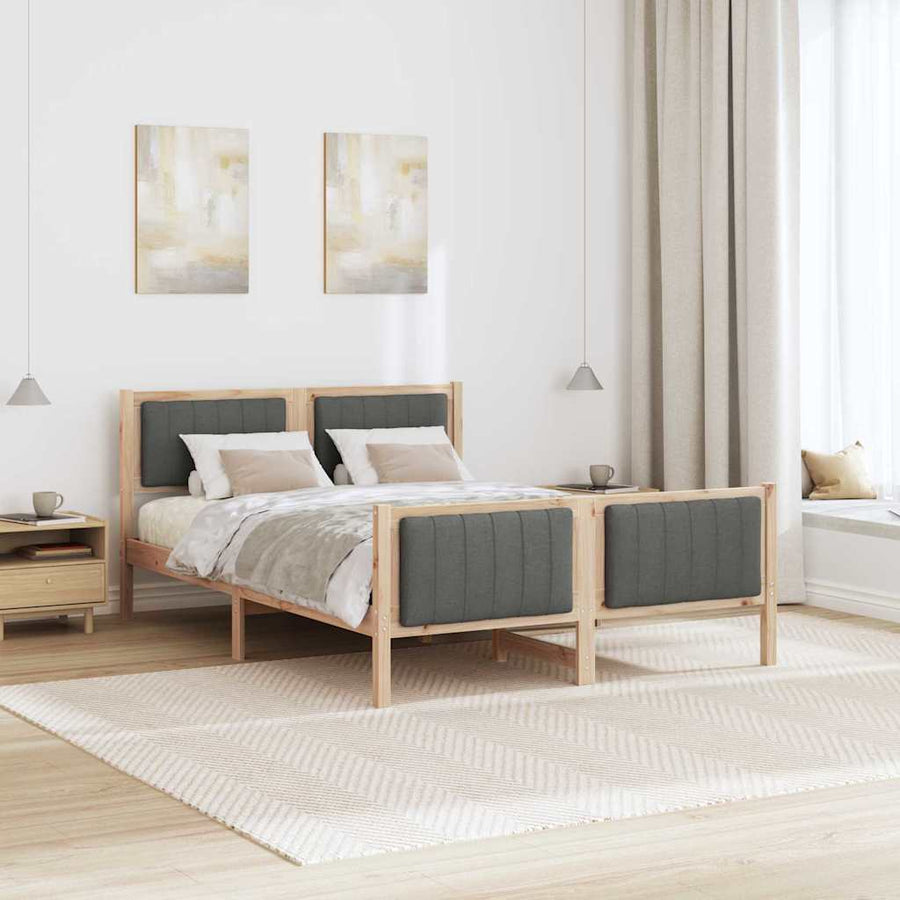Bedframe Bruin en donkergrijs 140 x 200 cm Massief grenenhout