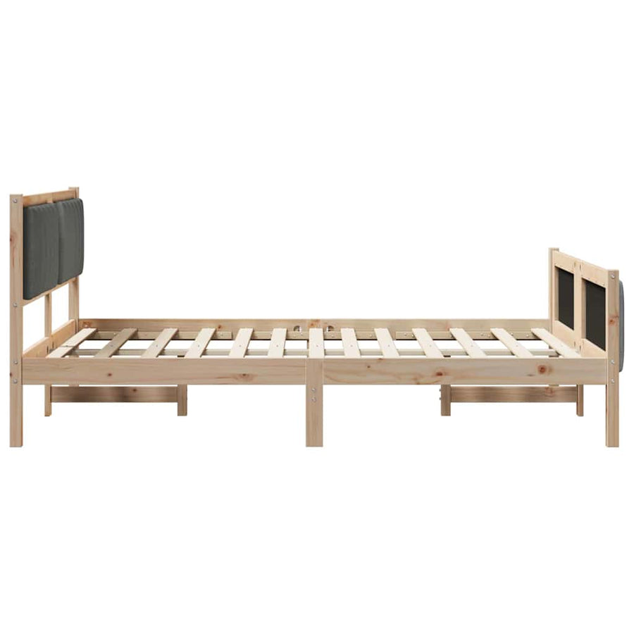 Bedframe Bruin en donkergrijs 140 x 200 cm Massief grenenhout
