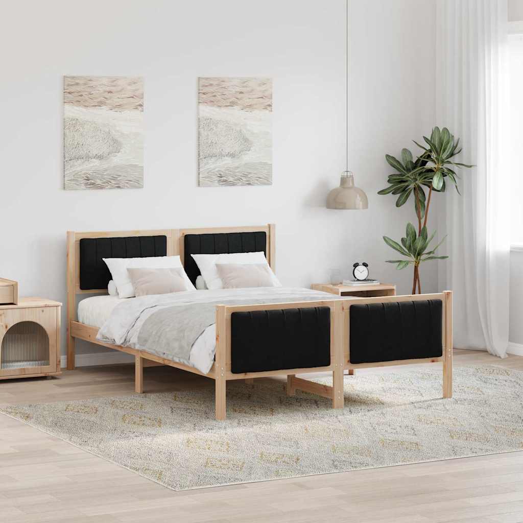 Bedframe Bruin en zwart 140 x 200 cm Massief grenenhout