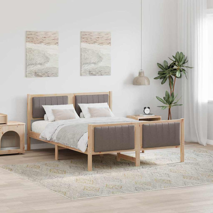 Bedframe Bruin en taupe 140 x 200 cm Massief grenenhout