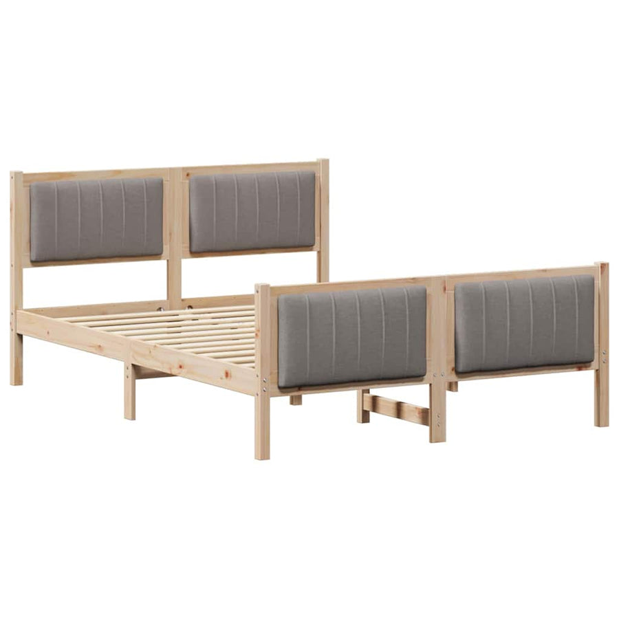 Bedframe Bruin en taupe 140 x 200 cm Massief grenenhout