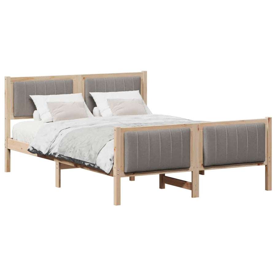 Bedframe Bruin en taupe 140 x 200 cm Massief grenenhout