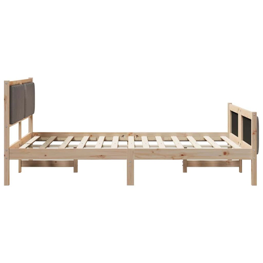 Bedframe Bruin en taupe 140 x 200 cm Massief grenenhout