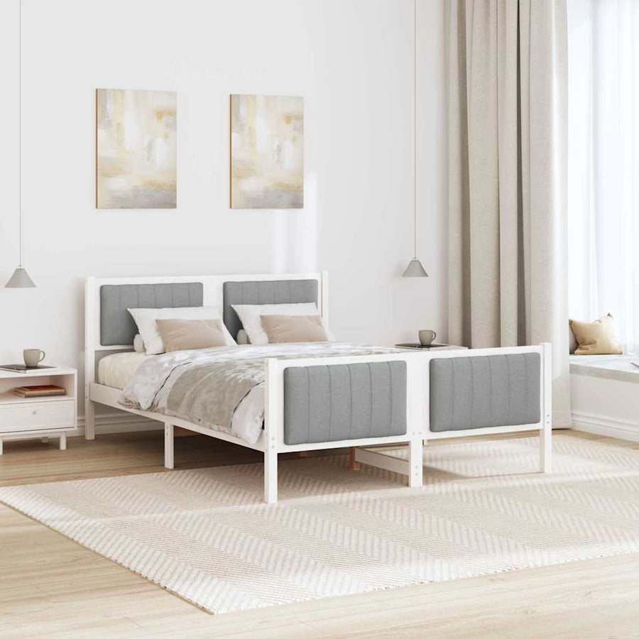 Bedframe Wit en lichtgrijs 140 x 200 cm Massief grenenhout