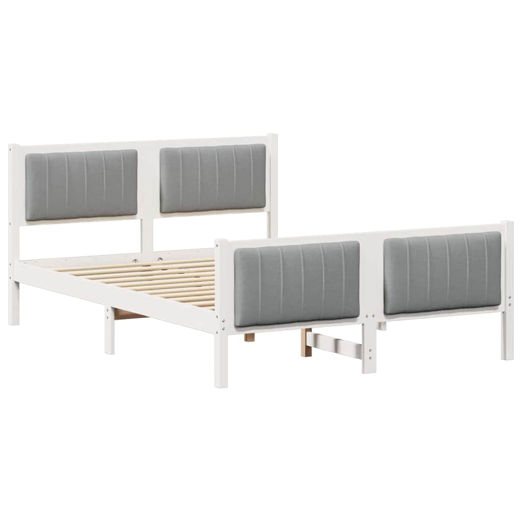 Bedframe Wit en lichtgrijs 140 x 200 cm Massief grenenhout