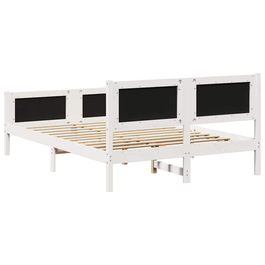 Bedframe Wit en lichtgrijs 140 x 200 cm Massief grenenhout