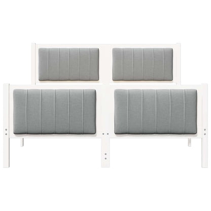 Bedframe Wit en lichtgrijs 140 x 200 cm Massief grenenhout