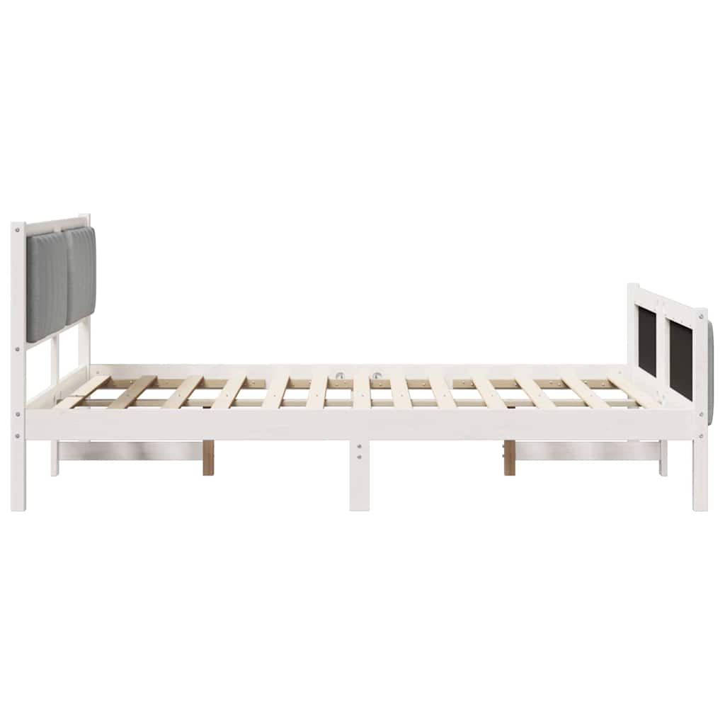 Bedframe Wit en lichtgrijs 140 x 200 cm Massief grenenhout