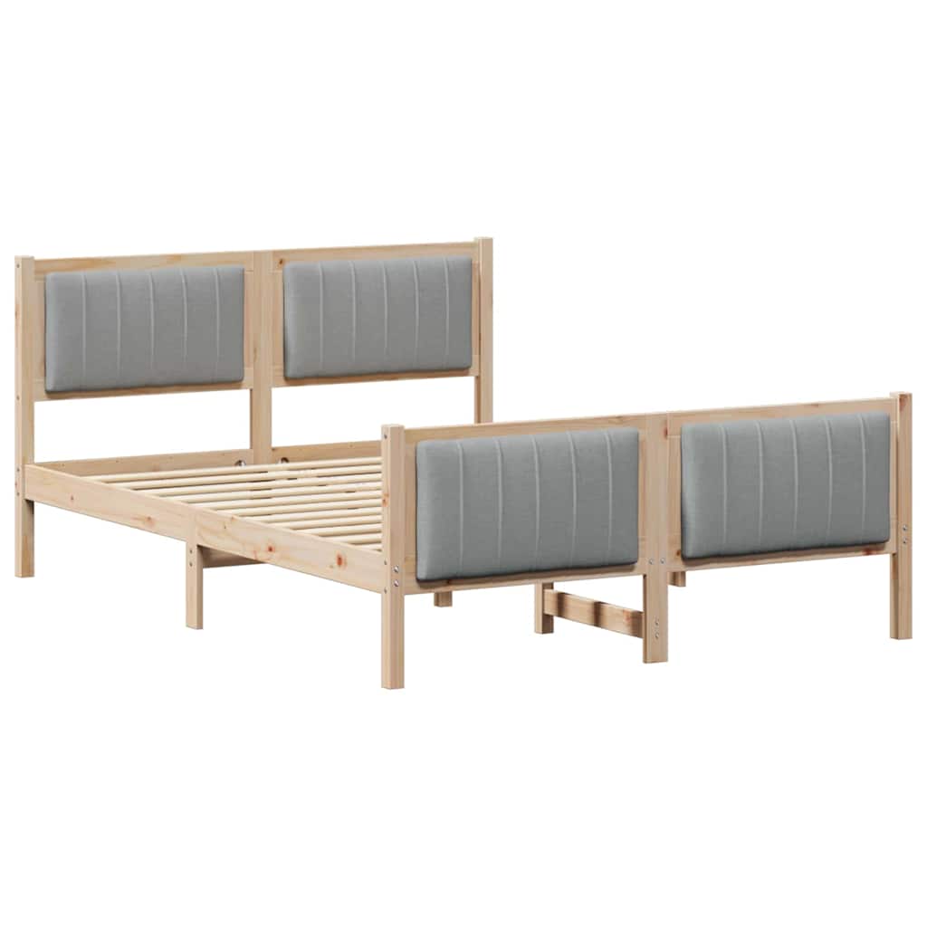 Bedframe Bruin en lichtgrijs 140 x 190 cm Massief grenenhout