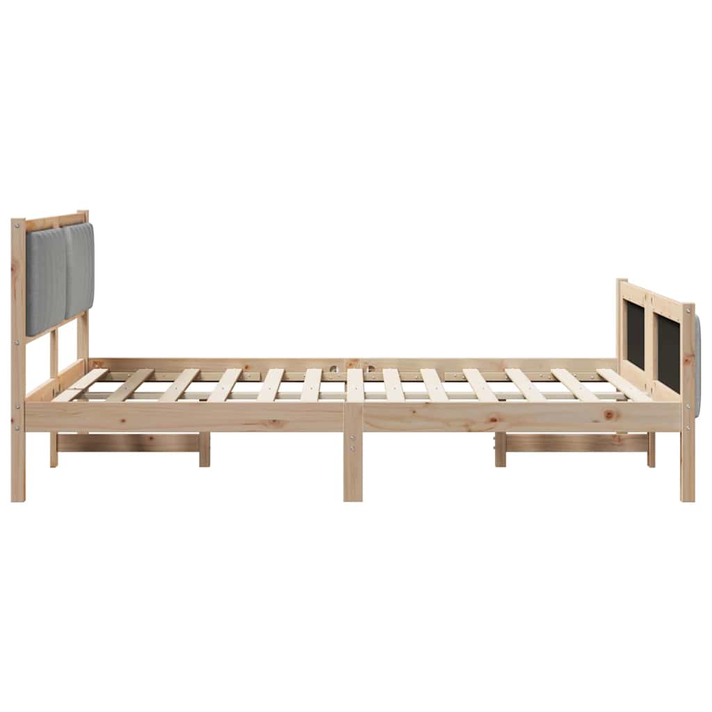 Bedframe Bruin en lichtgrijs 140 x 190 cm Massief grenenhout
