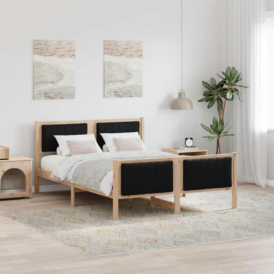 Bedframe Bruin en zwart 140 x 190 cm Massief grenenhout