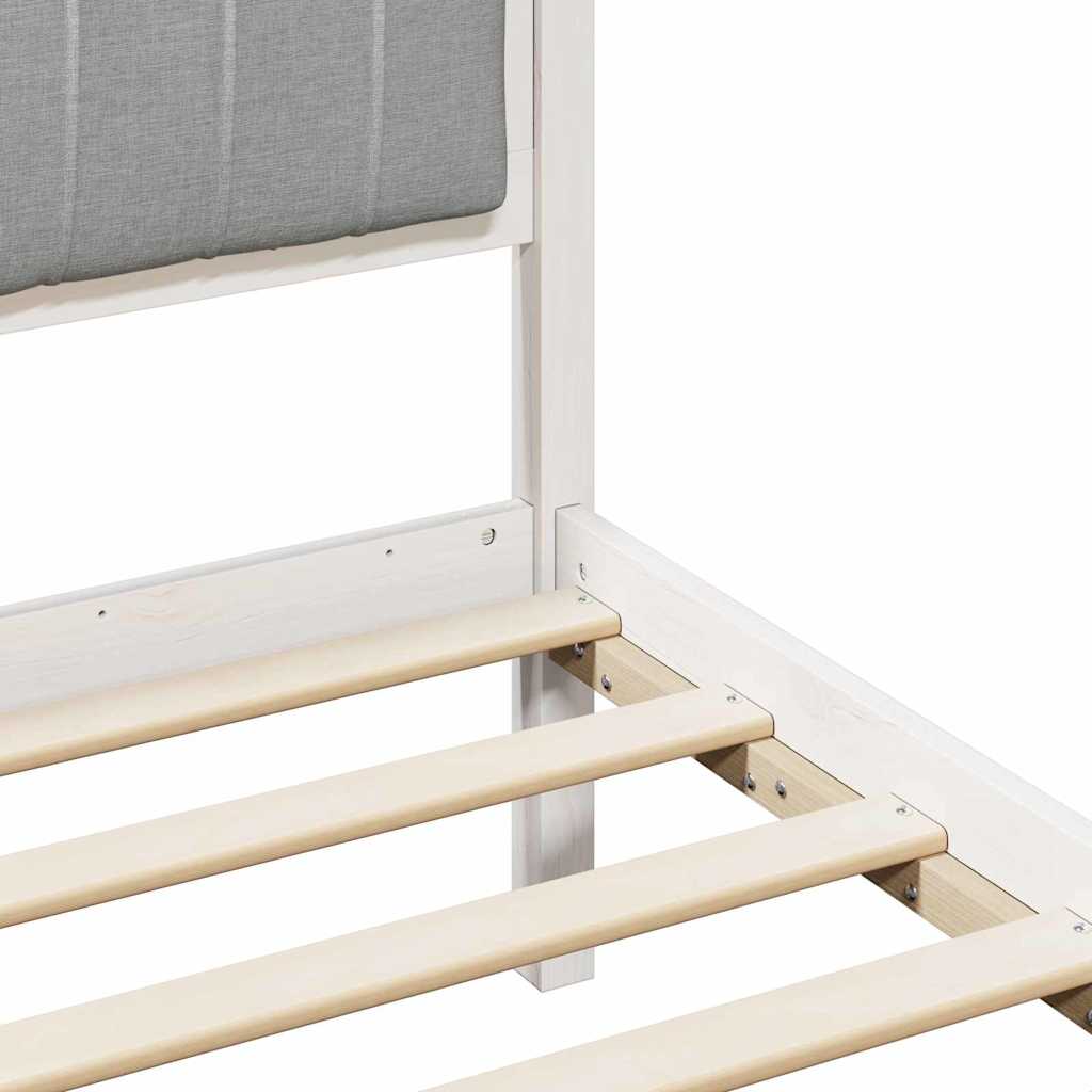 Bedframe Wit en lichtgrijs 140 x 190 cm Massief grenenhout