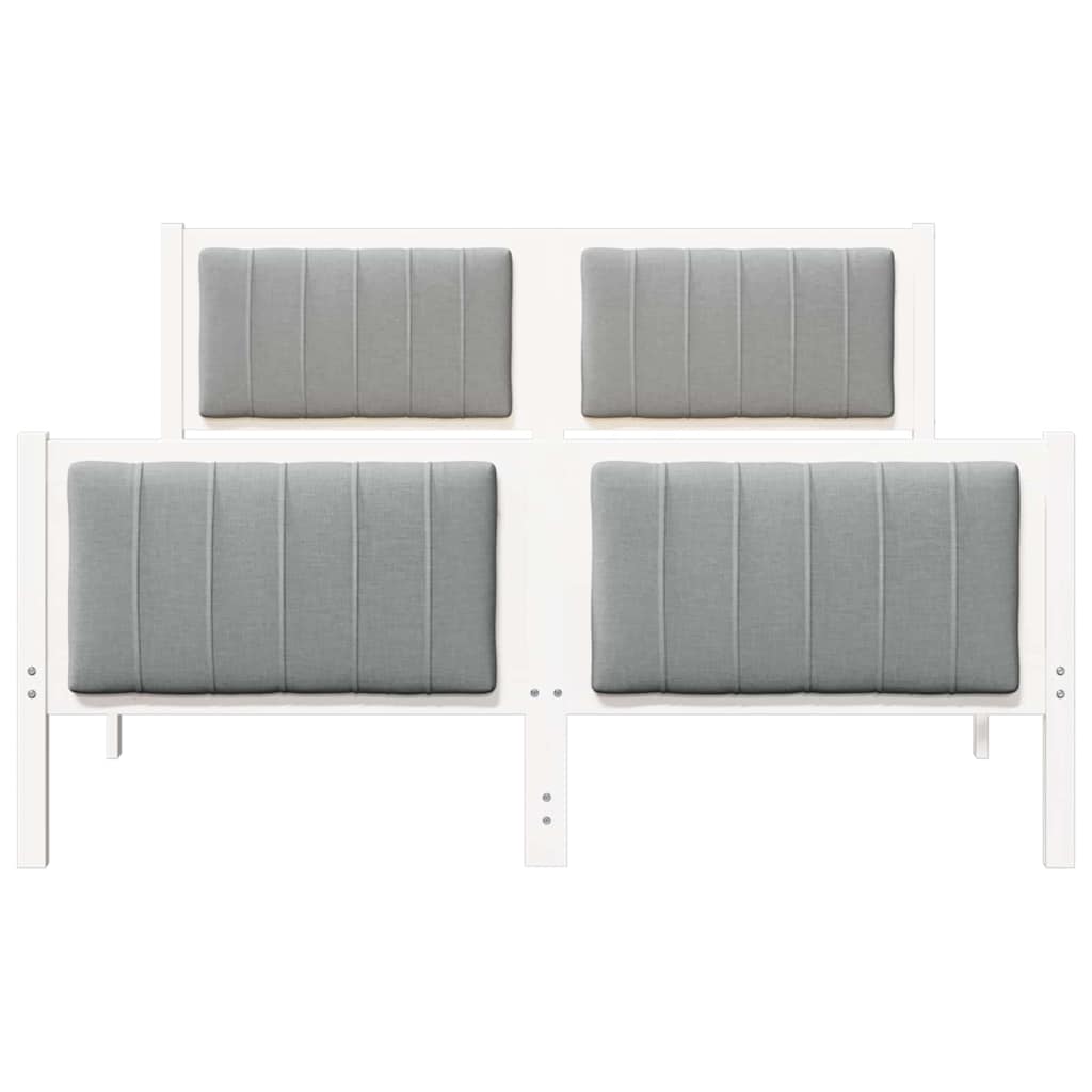 Bedframe Wit en lichtgrijs 140 x 190 cm Massief grenenhout