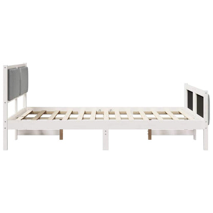 Bedframe Wit en lichtgrijs 140 x 190 cm Massief grenenhout