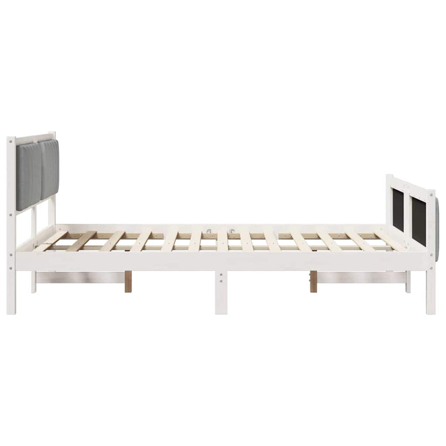 Bedframe Wit en lichtgrijs 140 x 190 cm Massief grenenhout