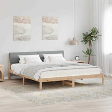 Bedframe Bruin en lichtgrijs 200 x 200 cm Massief grenenhout