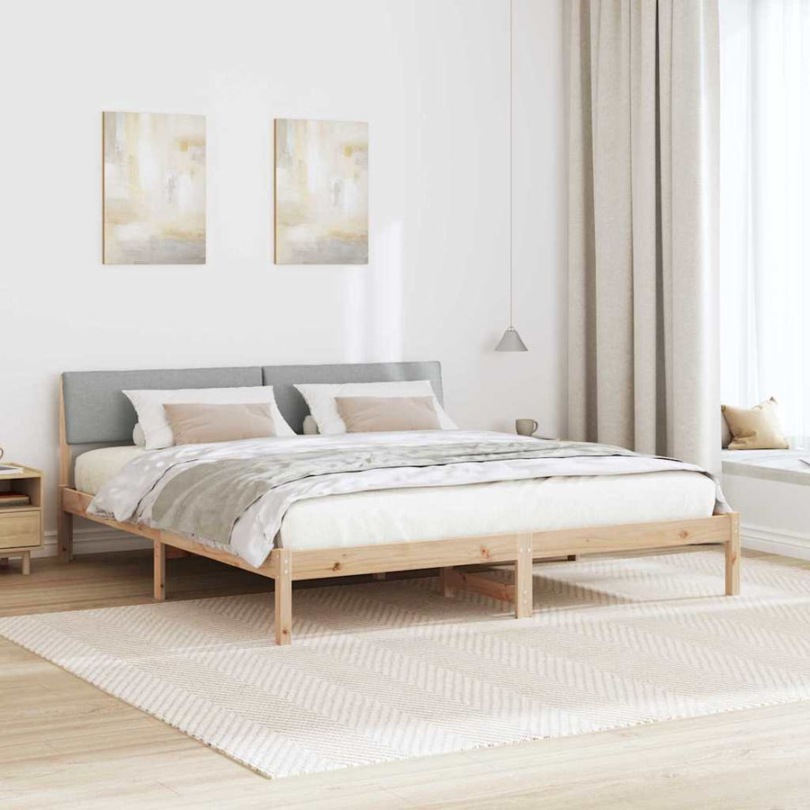Bedframe Bruin en lichtgrijs 200 x 200 cm Massief grenenhout