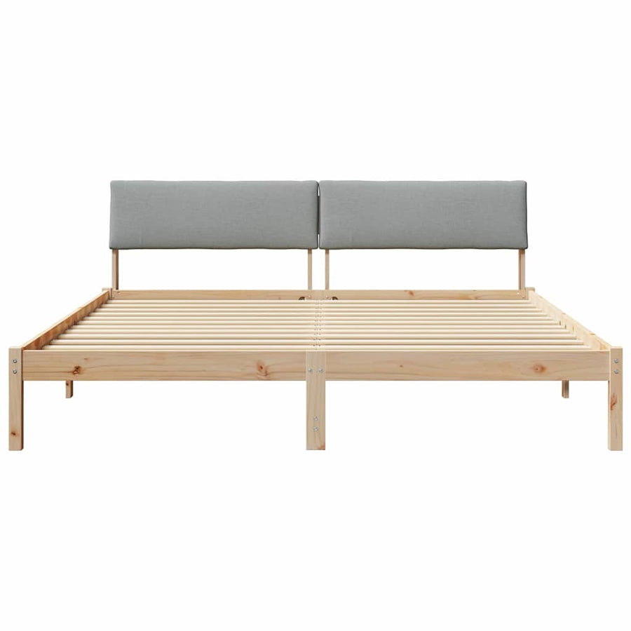 Bedframe Bruin en lichtgrijs 200 x 200 cm Massief grenenhout