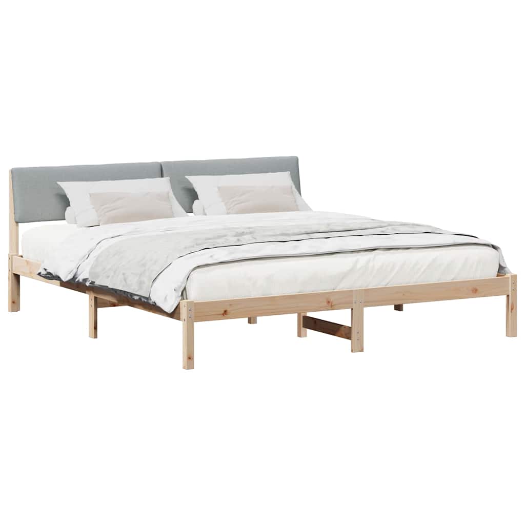 Bedframe Bruin en lichtgrijs 200 x 200 cm Massief grenenhout