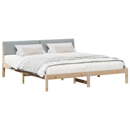 Bedframe Bruin en lichtgrijs 200 x 200 cm Massief grenenhout