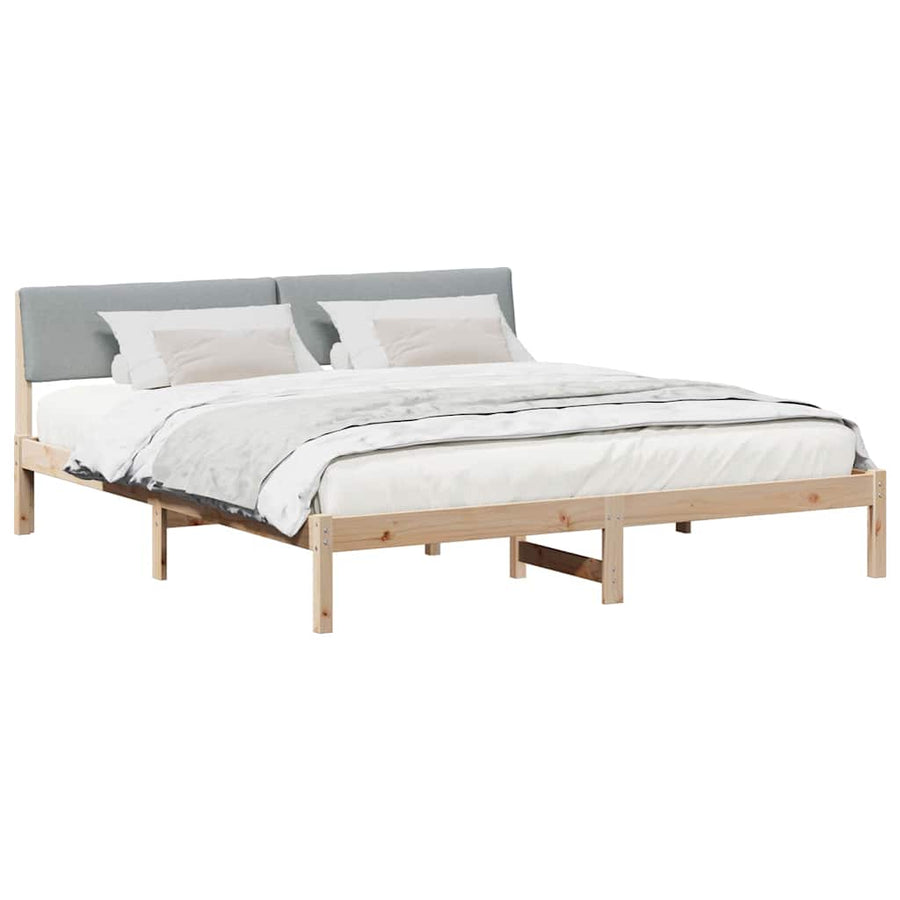 Bedframe Bruin en lichtgrijs 200 x 200 cm Massief grenenhout