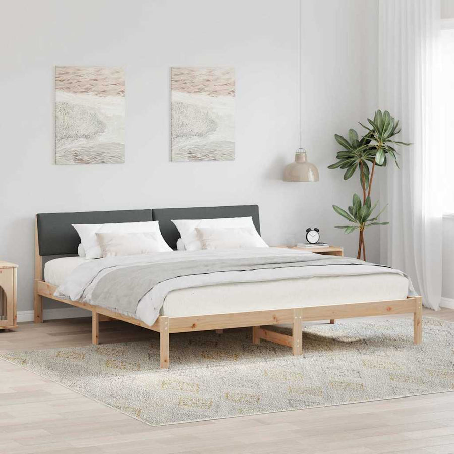 Bedframe Bruin en donkergrijs 200 x 200 cm Massief grenenhout
