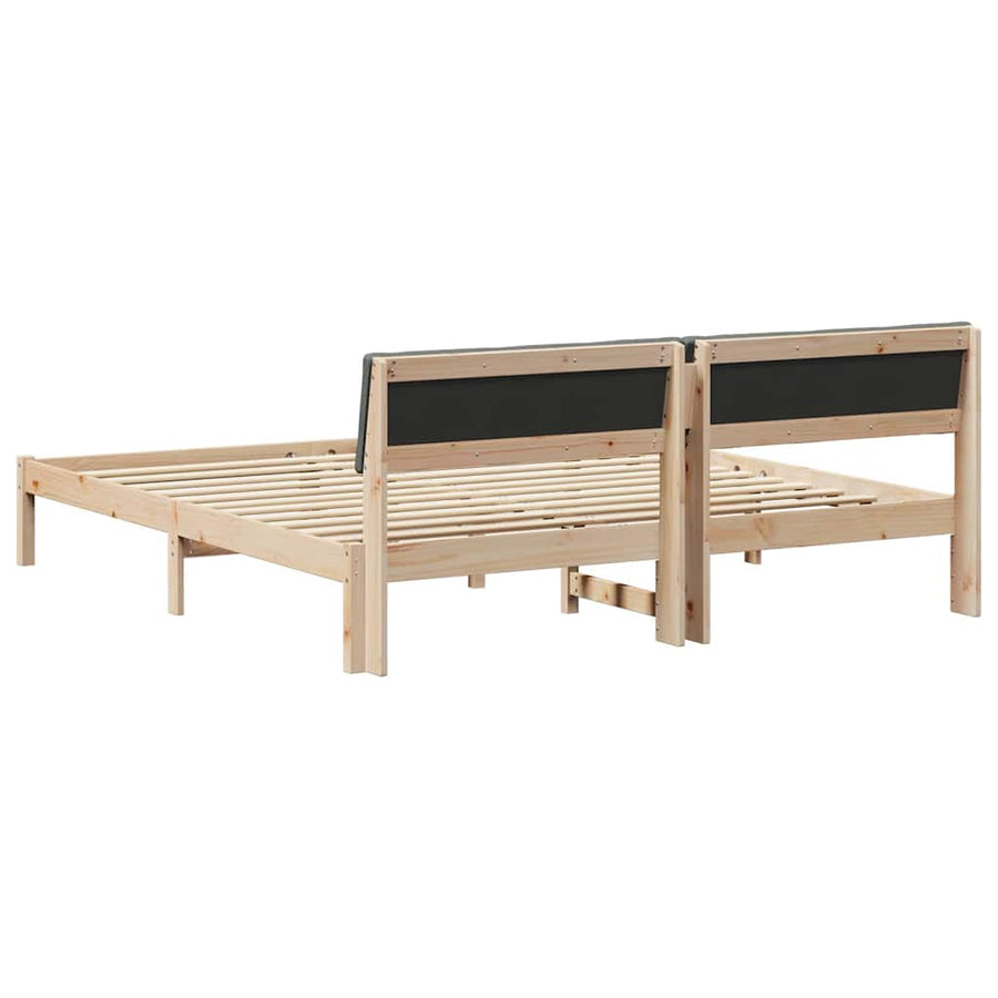 Bedframe Bruin en donkergrijs 200 x 200 cm Massief grenenhout