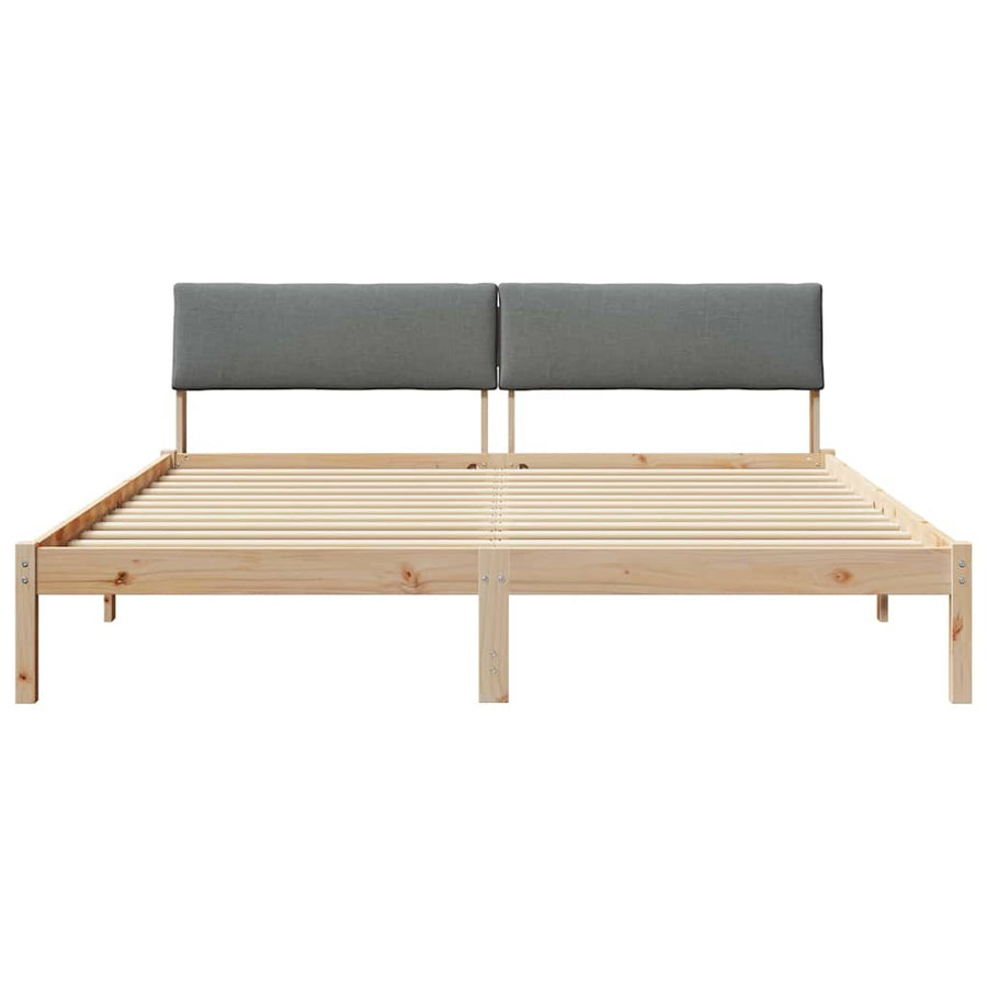 Bedframe Bruin en donkergrijs 200 x 200 cm Massief grenenhout