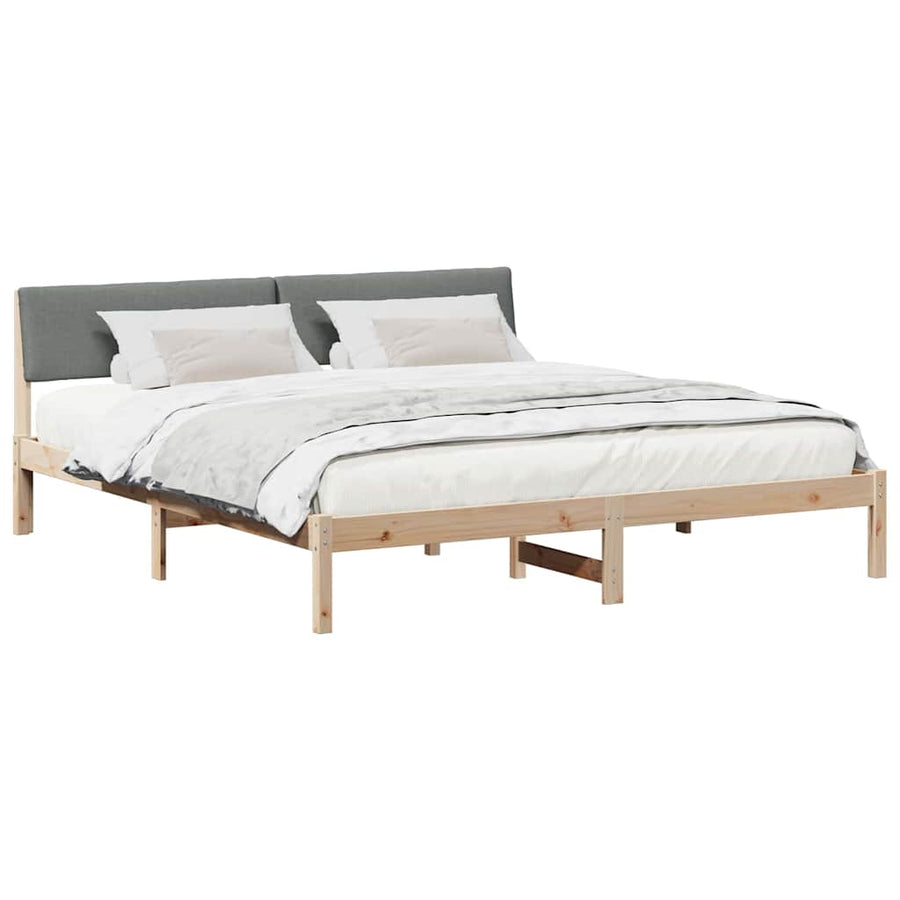 Bedframe Bruin en donkergrijs 200 x 200 cm Massief grenenhout