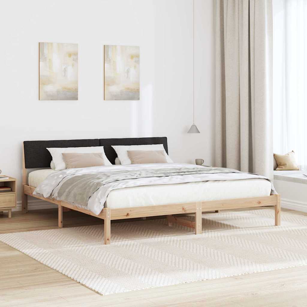 Bedframe Bruin en zwart 200 x 200 cm Massief grenenhout