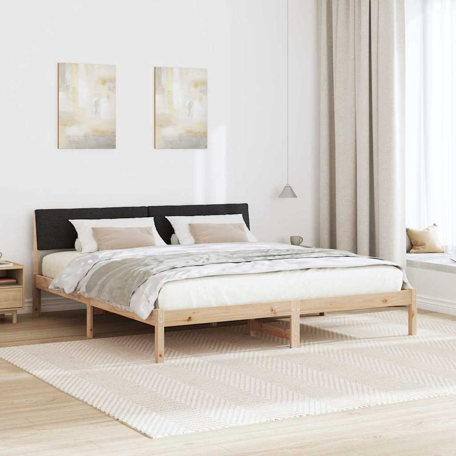 Bedframe Bruin en zwart 200 x 200 cm Massief grenenhout