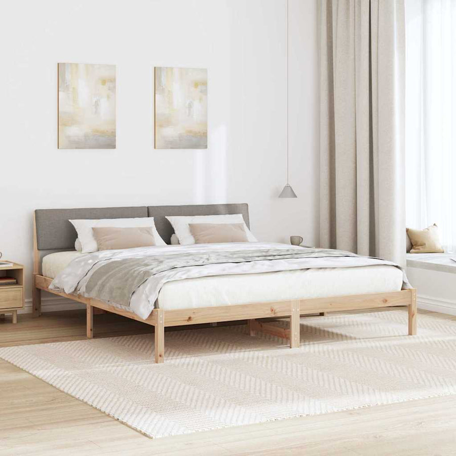 Bedframe Bruin en taupe 200 x 200 cm Massief grenenhout