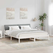 Bedframe 200x200 cm massief grenenhout wit lichtgrijs