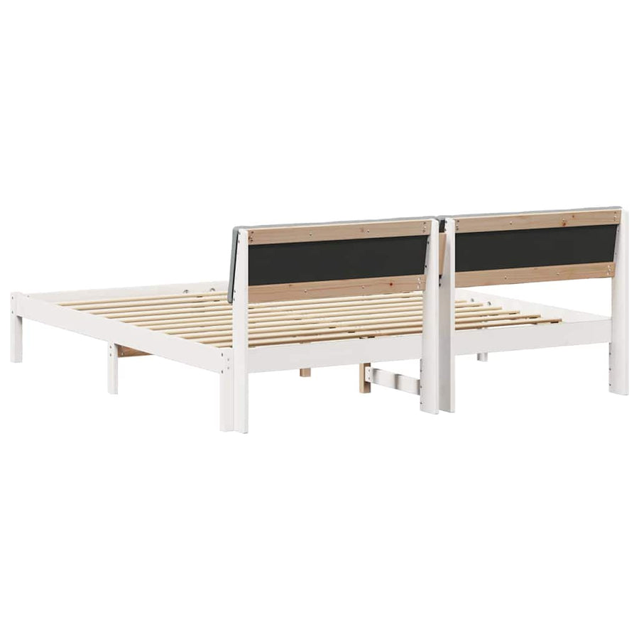 Bedframe Wit en lichtgrijs 200 x 200 cm Massief grenenhout