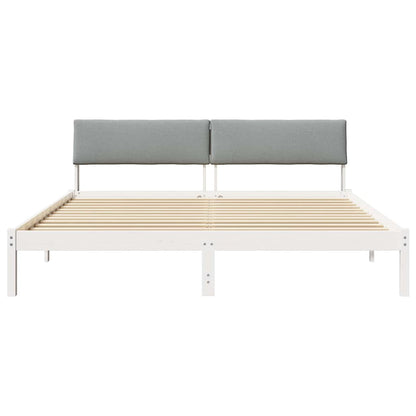 Bedframe Wit en lichtgrijs 200 x 200 cm Massief grenenhout