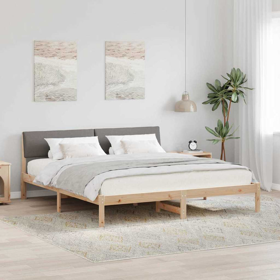 Bedframe Bruin en taupe 180 x 200 cm Massief grenenhout