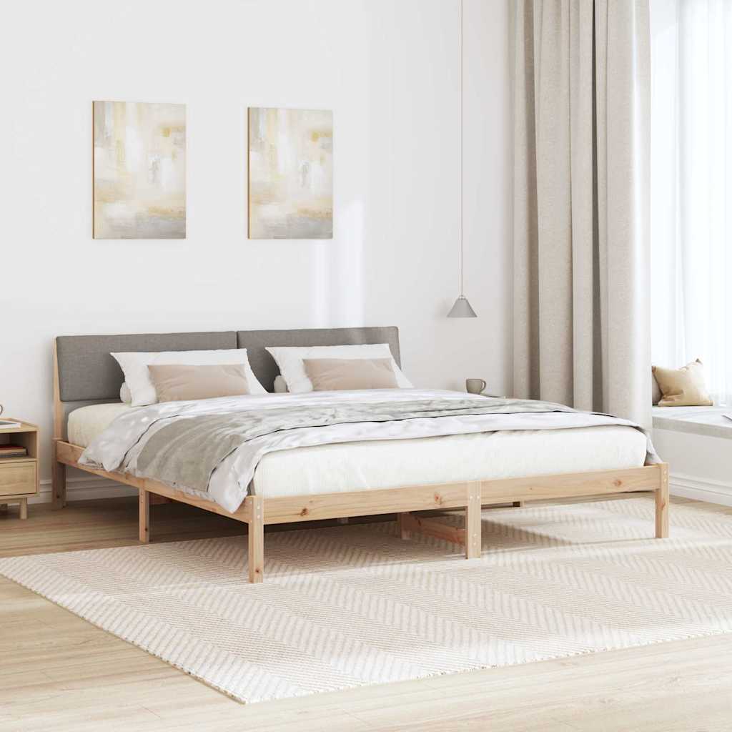 Bedframe Bruin en taupe 180 x 200 cm Massief grenenhout