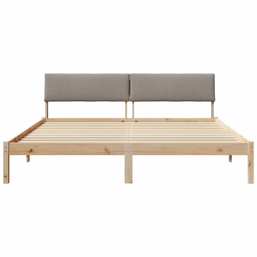 Bedframe Bruin en taupe 180 x 200 cm Massief grenenhout