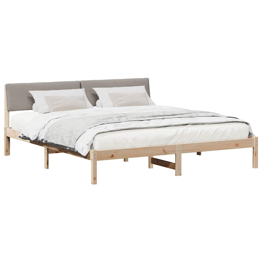Bedframe Bruin en taupe 180 x 200 cm Massief grenenhout