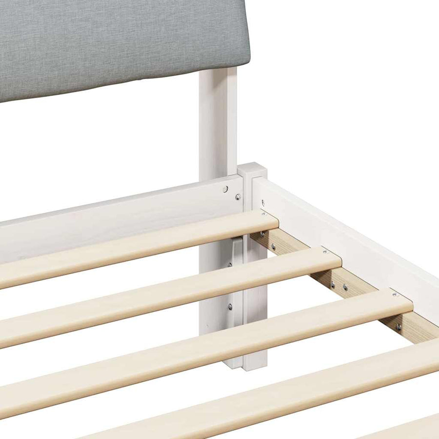 Bedframe Wit en lichtgrijs 180 x 200 cm Massief grenenhout