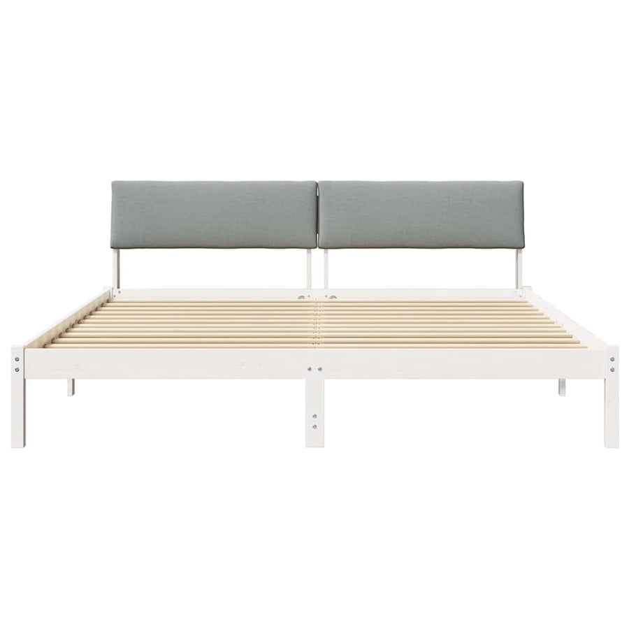 Bedframe Wit en lichtgrijs 180 x 200 cm Massief grenenhout