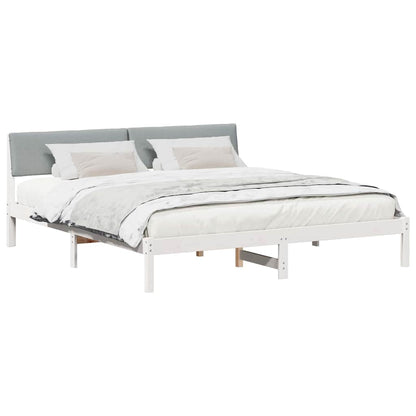 Bedframe Wit en lichtgrijs 180 x 200 cm Massief grenenhout