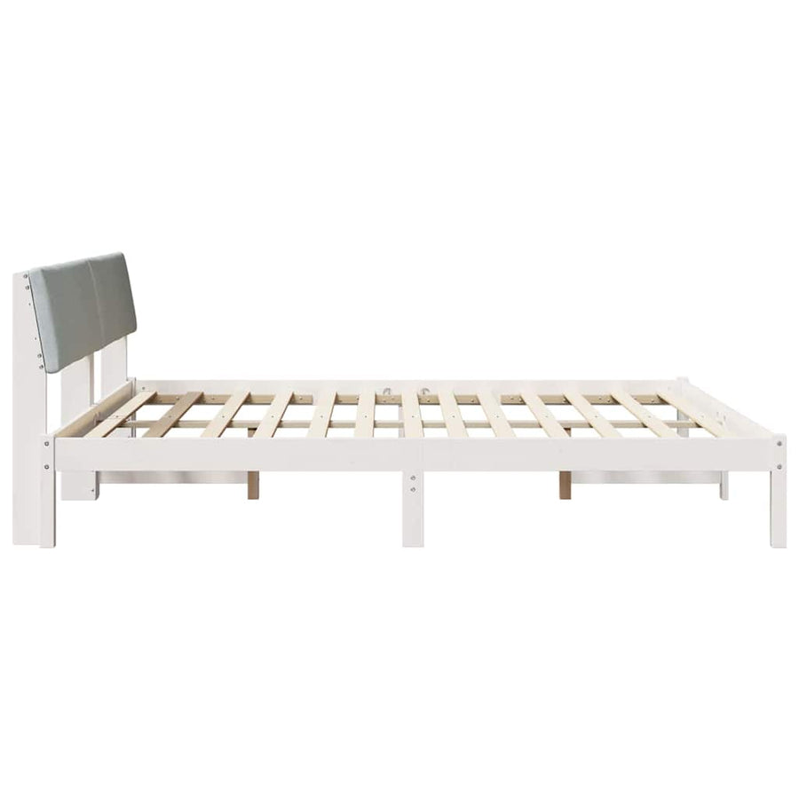 Bedframe Wit en lichtgrijs 180 x 200 cm Massief grenenhout
