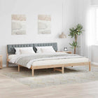 Bed Frame Brown and Light Grey 200 x 200 cm Solid Pine Wood