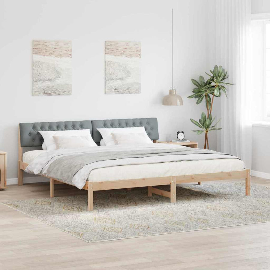 Bedframe Bruin en lichtgrijs 200 x 200 cm Massief grenenhout