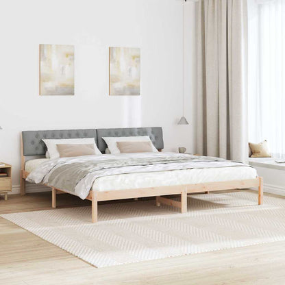 Bedframe Bruin en lichtgrijs 200 x 200 cm Massief grenenhout